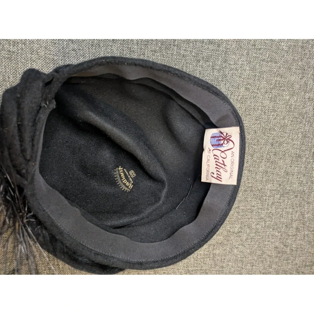 Vintage 1960s An Original Cathay of California Women's Stylish Black Hat France